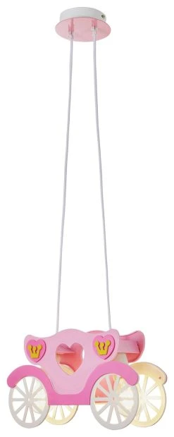 Glow Kids Princess Carriage Pendant Light - Pink & White