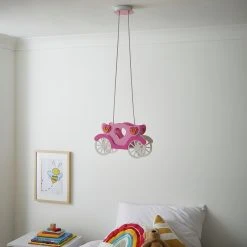 Glow Kids Princess Carriage Pendant Light - Pink & White -Habitat shop 1151446 R Z002C