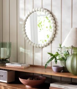 Habitat Beaded Round Wall Mirror - White - 50x50cm -Habitat shop 1182941 R Z001C