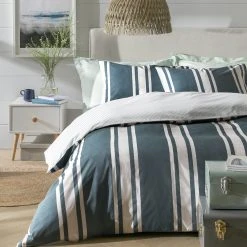Habitat Cotton Coastal Stripe Blue Bedding Set - Single