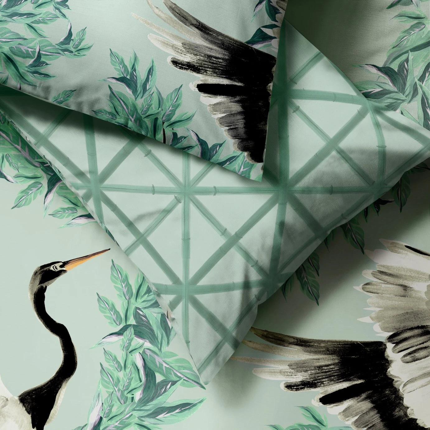 Habitat Crane Panel Green Bedding Set - Single 6 Habitat Crane Panel Green Bedding Set - Single - Image 4