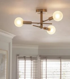 Habitat Globe Ribbed Metal Bathroom Ceiling Light - Brass -Habitat shop 1233711 R Z002C