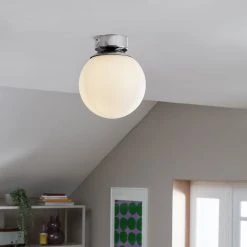 Habitat Opal Glass Bathroom Flush Ceiling Light - White -Habitat shop 1233759 R Z002C