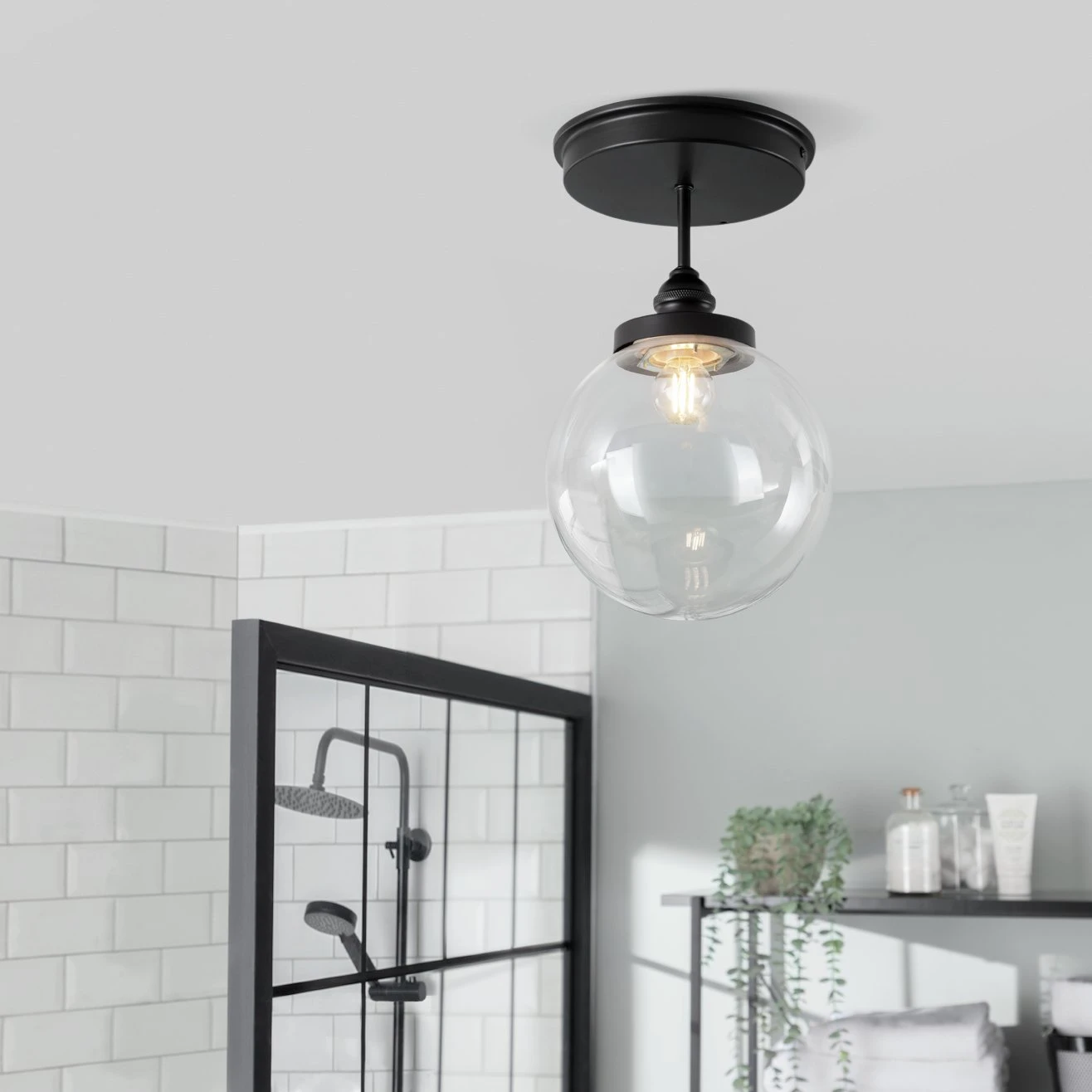 Habitat Globe Metal Bathroom Pendant Light - Black 4 Habitat Globe Metal Bathroom Pendant Light - Black - Image 2