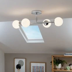 Habitat Metal 4 Light Bathroom Flush Ceiling Light - Chrome -Habitat shop 1233807 R Z002C