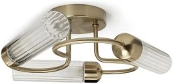 Habitat Ribbed Metal 3 Light Bathroom Ceiling Light - Gold