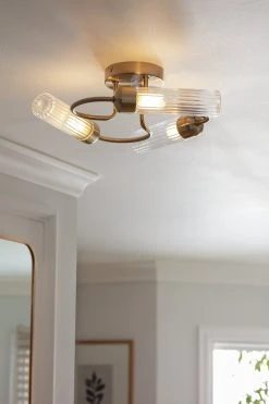 Habitat Ribbed Metal 3 Light Bathroom Ceiling Light - Gold -Habitat shop 1233845 R Z002C