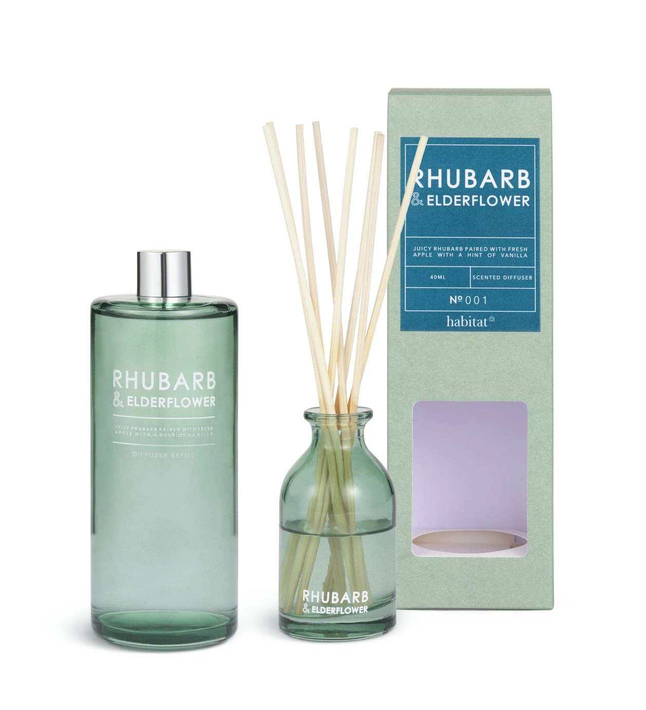 Habitat 90ml Diffuser & 180ml Refill - Rhubarb & Elderflower 3 Habitat 90ml Diffuser & 180ml Refill - Rhubarb & Elderflower