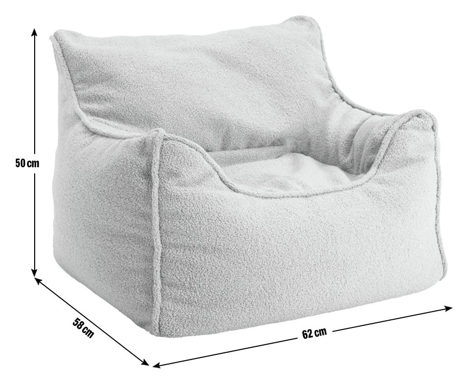 Habitat Kids Single Chair Boucle Bean Bag - Off White 5 Habitat Kids Single Chair Boucle Bean Bag - Off White - Image 3
