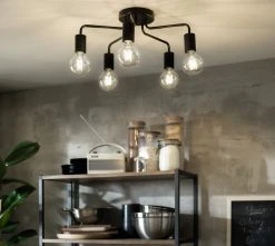 Habitat Rayner Steel 5 Light LED Flush Ceiling Light - Black -Habitat shop 1518261 R Z003C