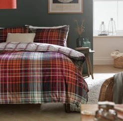 Habitat Red Brushed Check Bedding Set - Single
