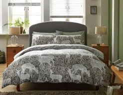 Habitat Brushed Cotton Deer Print Grey Bedding Set - Single