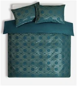Habitat Geo Jacquard Teal Bedding Set - Double -Habitat shop 3036734 R Z002A