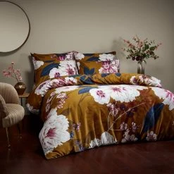 Paoletti Cotton Kyoto Floral 200TC Brown Bedding Set- Double -Habitat shop 3066302 R Z003A