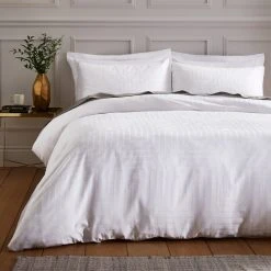 Bianca Cotton 180 TC Geometric White Bedding Set - Double