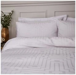 Bianca Cotton 180 TC Geometric White Bedding Set - Double -Habitat shop 3080412 R Z005A