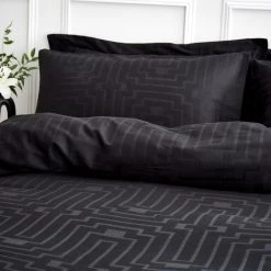 Bianca Cotton 180 TC Geometric Black Bedding Set - Double -Habitat shop 3080450 R Z003A