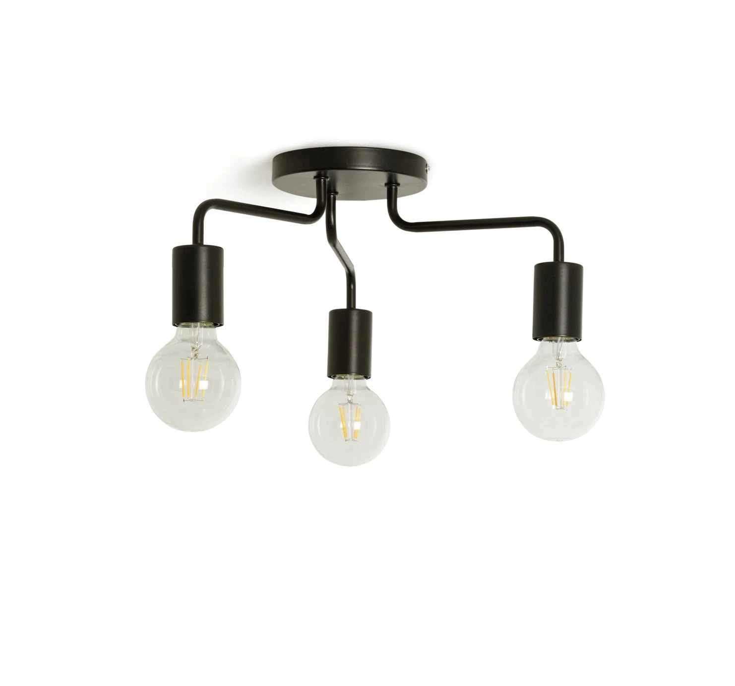 Habitat Rayner Steel 3 Light LED Flush Ceiling Light - Black 3 Habitat Rayner Steel 3 Light LED Flush Ceiling Light - Black