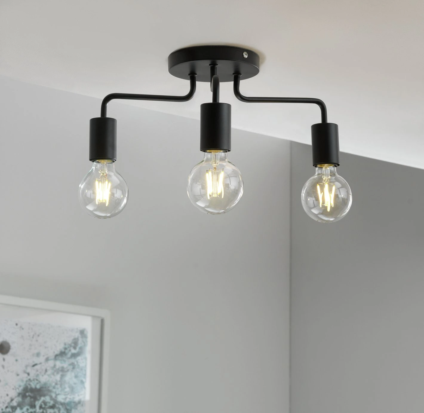 Habitat Rayner Steel 3 Light LED Flush Ceiling Light - Black 9 Habitat Rayner Steel 3 Light LED Flush Ceiling Light - Black - Image 7