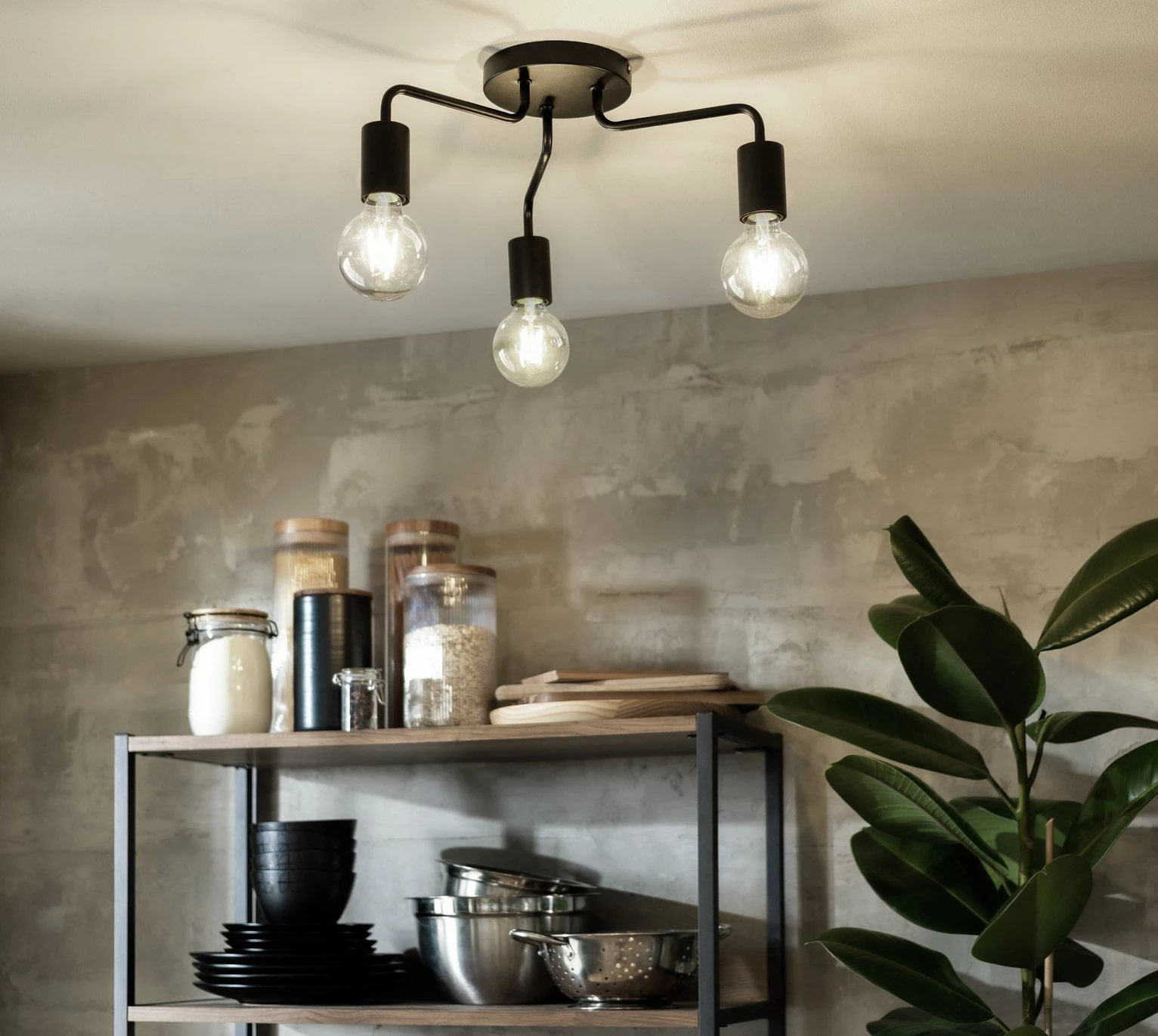 Habitat Rayner Steel 3 Light LED Flush Ceiling Light - Black 10 Habitat Rayner Steel 3 Light LED Flush Ceiling Light - Black - Image 8