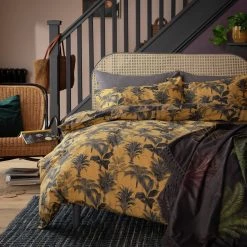 Habitat Palm Floral Print Mustard Bedding Set - Single