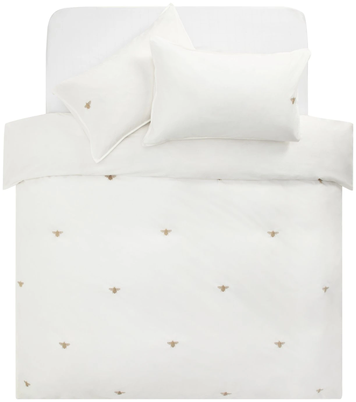 Habitat 180TC Embroidered Bee White Bedding Set - Single 5 Habitat 180TC Embroidered Bee White Bedding Set - Single - Image 3