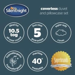 Silentnight Coverless 10.5Tog Grey Duvet & Pillowcase-Single -Habitat shop 4468624 R Z010A