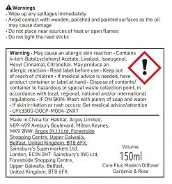 Habitat 150ml Scented Diffuser - Gardenia & Rose 11 Habitat 150ml Scented Diffuser - Gardenia & Rose -Habitat shop 4497444 R Z011A