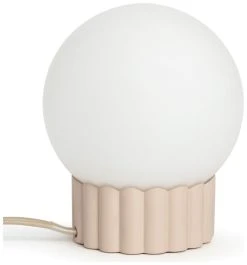 Habitat Ribbed Globe Table Lamp - White & Natural