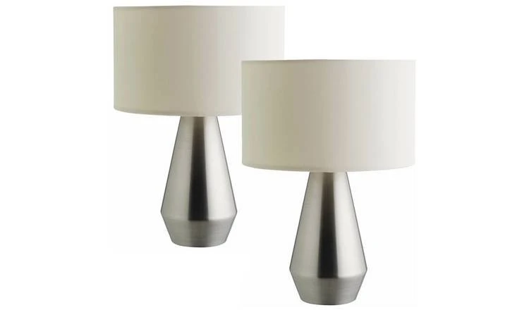 Habitat Maya Pair Of Touch Table Lamps - Silver & Cream 3 Habitat Maya Pair Of Touch Table Lamps - Silver & Cream