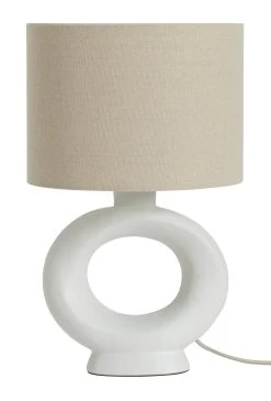 Habitat Nels Large Circle Ceramic Table Lamp - White & Beige