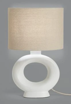 Habitat Nels Large Circle Ceramic Table Lamp - White & Beige -Habitat shop 5022887 R Z005A