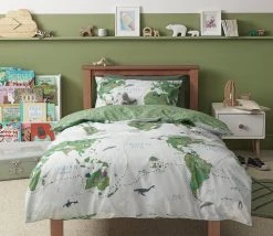 Habitat Kids Cotton World Map Print Bedding Set - Toddler