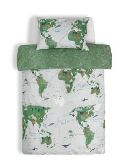 Habitat Kids Cotton World Map Print Bedding Set - Toddler -Habitat shop 6823786 R Z002A