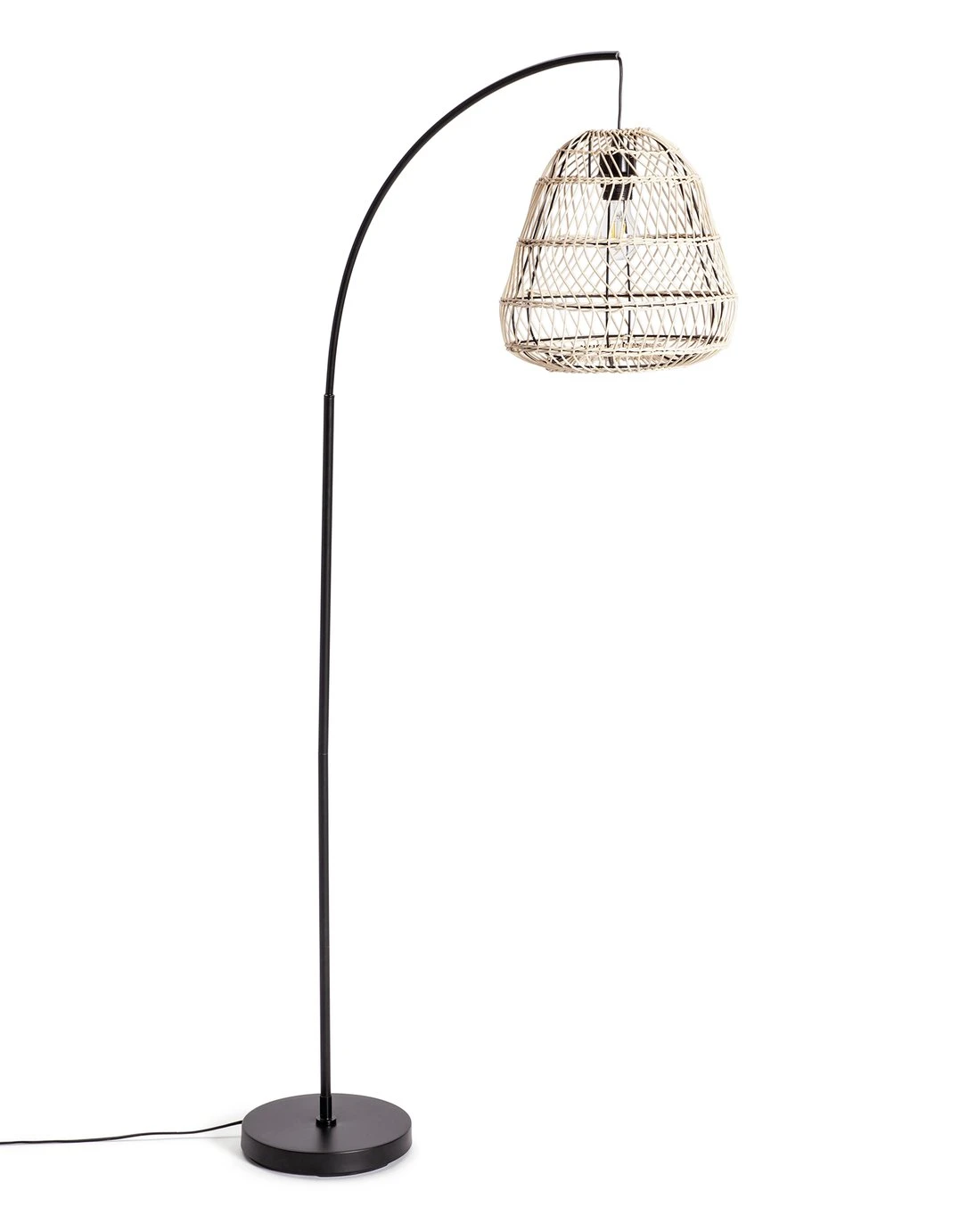 Habitat Rattan Arc Floor Lamp - Cream And Black 3 Habitat Rattan Arc Floor Lamp - Cream And Black