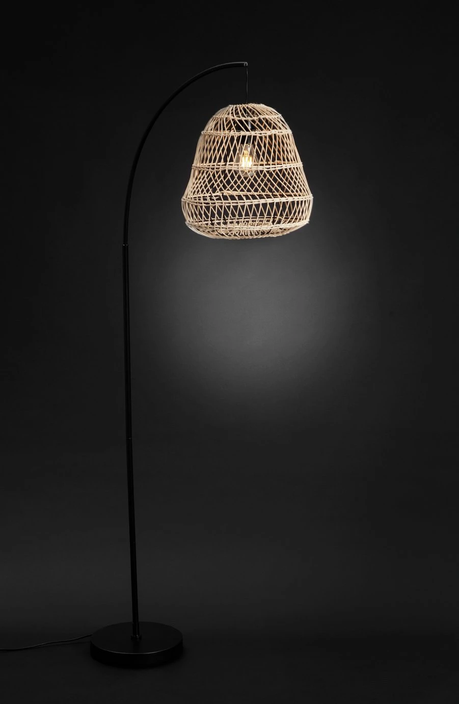 Habitat Rattan Arc Floor Lamp - Cream And Black 4 Habitat Rattan Arc Floor Lamp - Cream And Black - Image 2