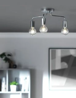 Habitat Rayner Steel 3 Light LED Flush Ceiling Light -Chrome -Habitat shop 8113621 R Z002C