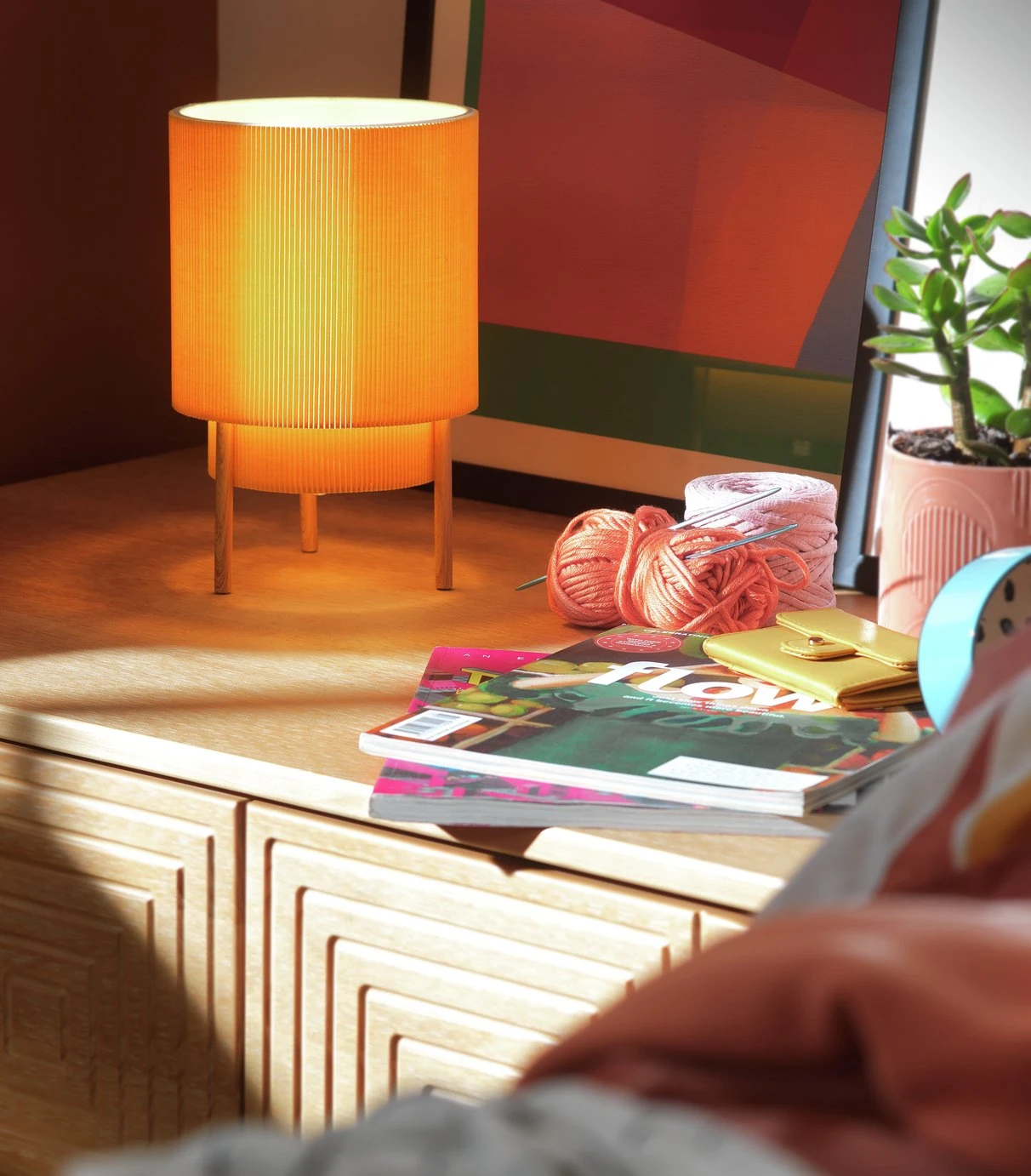 Habitat Mid Century Pleated Column Table Lamp - Yellow 4 Habitat Mid Century Pleated Column Table Lamp - Yellow - Image 2