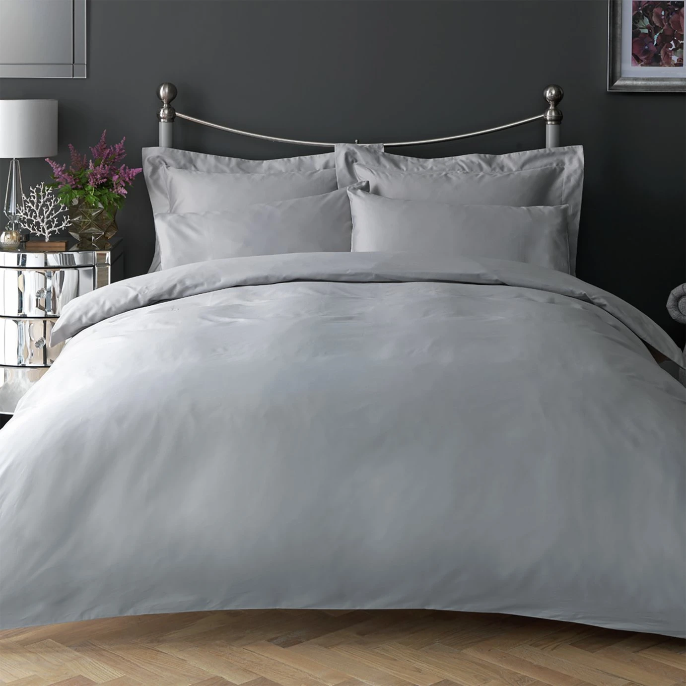 Habitat Egyptian Cotton 400TC Grey Bedding Set - Single 3 Habitat Egyptian Cotton 400TC Grey Bedding Set - Single