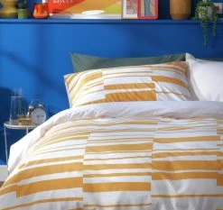 Habitat Stripe Mustard & White Bedding Set - Single