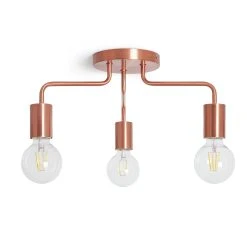 Habitat Rayner Steel LED Flush Ceiling Light - Rosegold