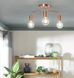 Habitat Rayner Steel LED Flush Ceiling Light - Rosegold -Habitat shop 8927226 R Z002C