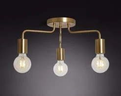 Habitat Rayner Steel 3 Light LED Flush Ceiling Light - Brass -Habitat shop 9048946 R Z001C