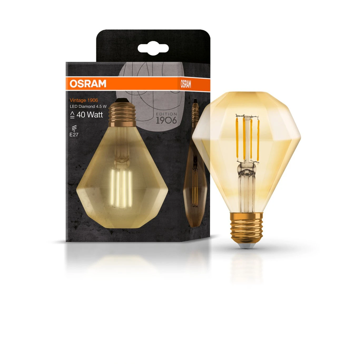 Osram 40W ES LED Vintage Diamond Light Bulb 4 Osram 40W ES LED Vintage Diamond Light Bulb - Image 2