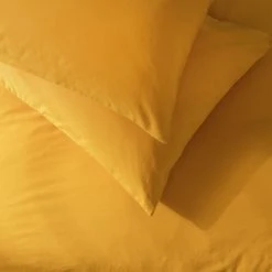 Habitat Stonewashed Cotton Plain Mustard Bedding Set -Double -Habitat shop 9189252 R Z004C