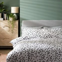 Habitat Cotton Dot Penny White & Black Bedding Set - Single