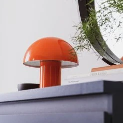 Habitat Ngami Mushroom Aluminium LED Touch Table Lamp-Orange -Habitat shop 9381672 R Z002C