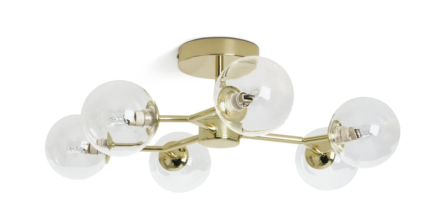 Habitat Molecular 6 Light Metal Flush Ceiling Light - Brass 3 Habitat Molecular 6 Light Metal Flush Ceiling Light - Brass