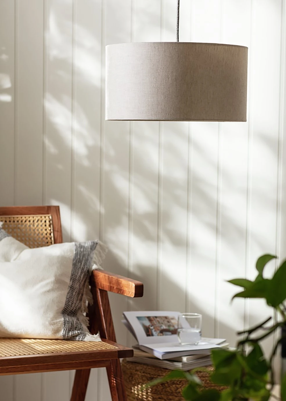 Habitat 35cm Linen Drum Shade - Oatmeal 4 Habitat 35cm Linen Drum Shade - Oatmeal - Image 2