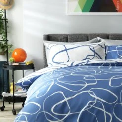 Habitat Linear Pebbles Blue & White Bedding Set - Single -Habitat shop 9441938 R Z005A
